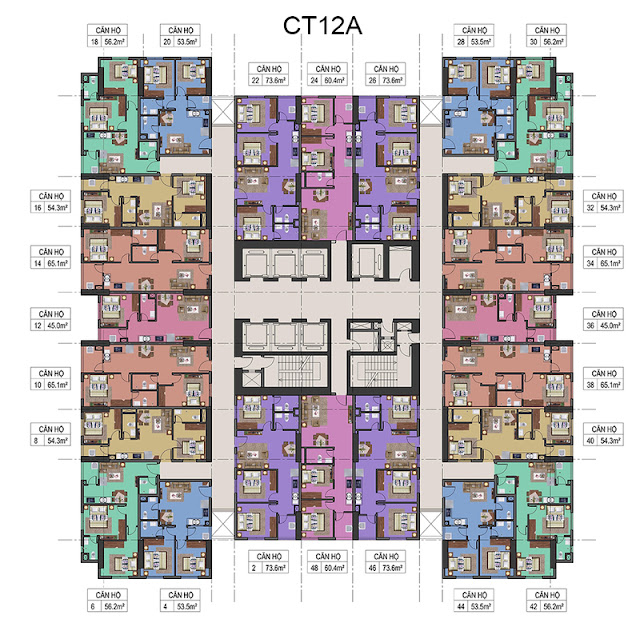 MẶT BẰNG ĐIỂN HÌNH CHUNG CƯ KIM VĂN KIM LŨ CT12A