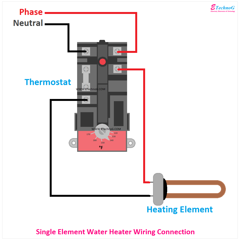 Single Element Water Heater Wiring Connection, water heater connection