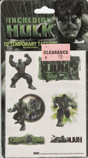 Front of Incredible Hulk Temporary Tattoos from 2008