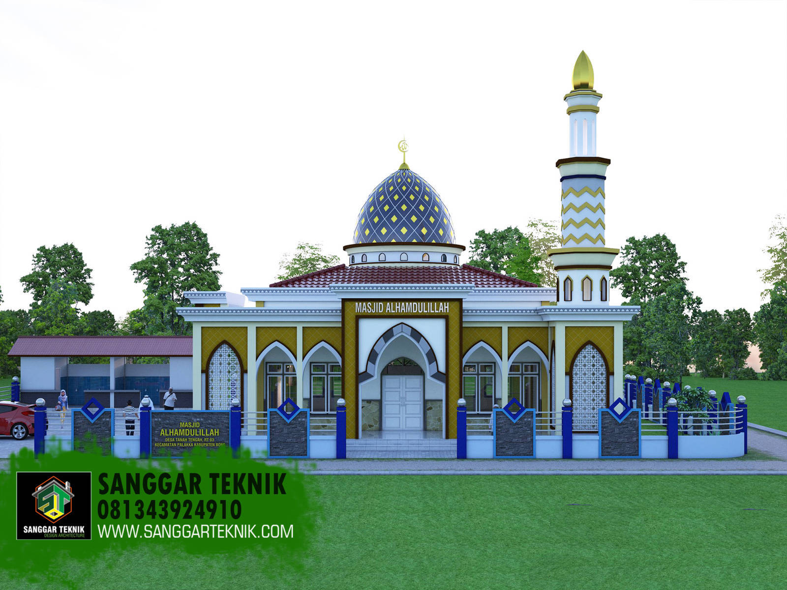  DESAIN  MASJID  MINIMALIS 15X15 1 LANTAI SANGGAR  TEKNIK 