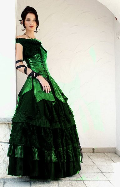 Green Mixed Black  Wedding  Dress  Designs With Corset 