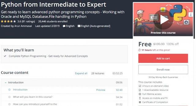 [100% Off] Python from Intermediate to Expert| Worth 199,99$