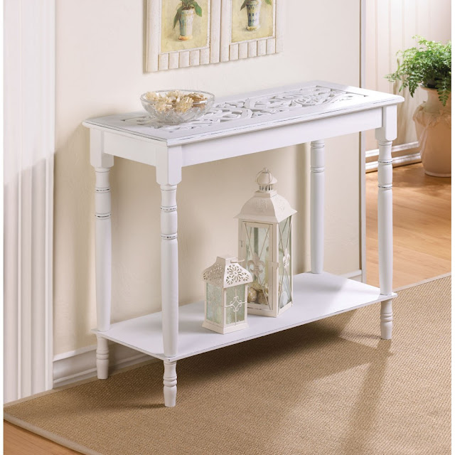 fascinating white shabby chic end tables along with unique art on top and bookshelf