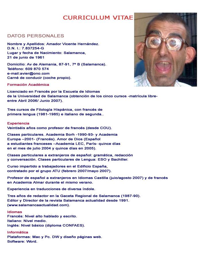 Curriculum Vitae Ejemplos De Modelos Picture