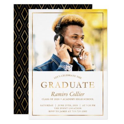  Gold Foil Graduate Photo Graduation Announcement