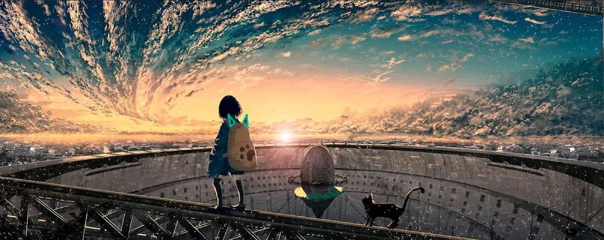 The Girl and Cat's journey Artwork by Choco