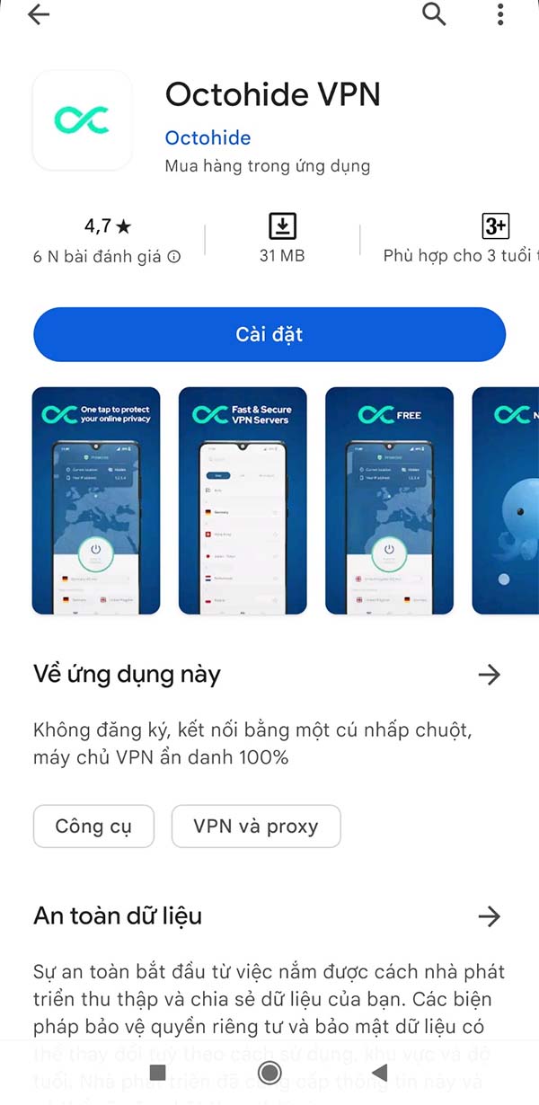 Octohide VPN - ứng dụng VPN siêu tốc miễn phí b