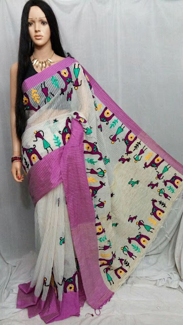 Trendy printed pashmina silk saree