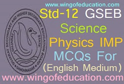 Std-12 Science Physics IMP MCQs For English Medium