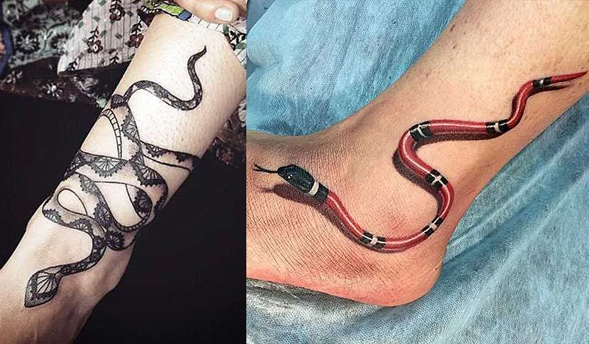 Vemos tatuajes femeninos para pies de serpientes