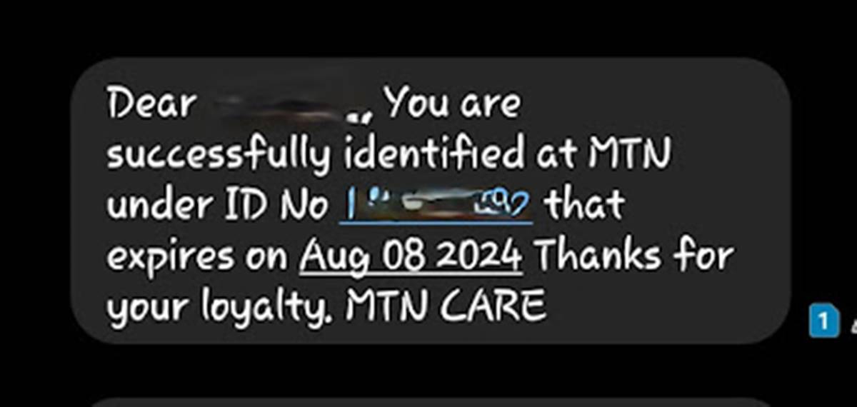 receive a message from Mtn with the details