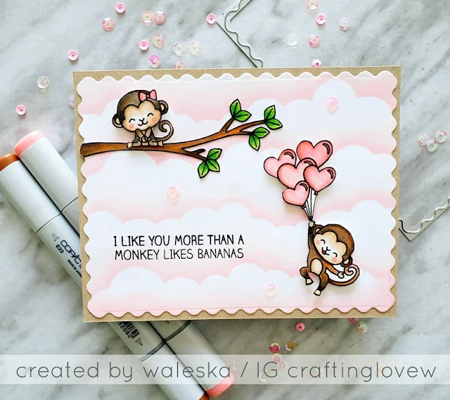 Sunny Studio Stamps: Love Monkey Love Themed Customer Card by Waleska