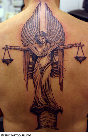 Lady Justice Tattoo Libra Scale back tattoo. When people are getting tattoos 