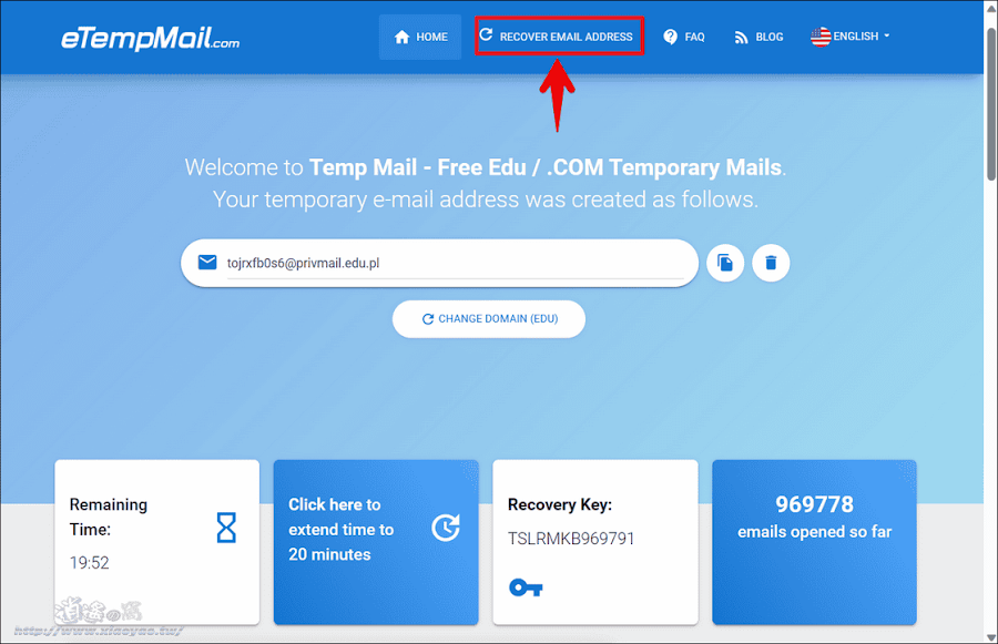 eTempMail 免費臨時.edu電子郵件信箱