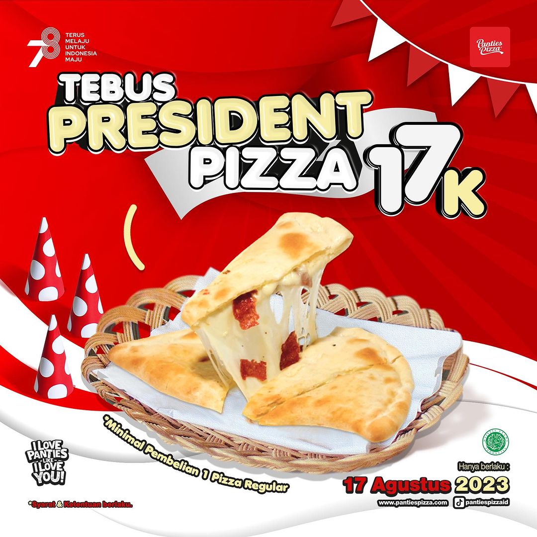 Promo PANTIES PIZZA Paket MERDEKA! TEBUS PRESIDENT PIZZA Hanya 17RB