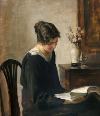 Lady in Black painting Carl Vilhelm Holsoe
