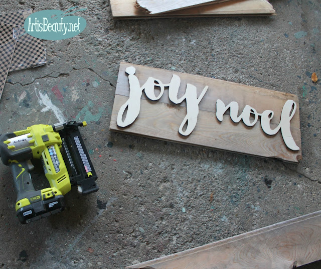 joy noel vintage driftwood shiplap diy craft christmas sign