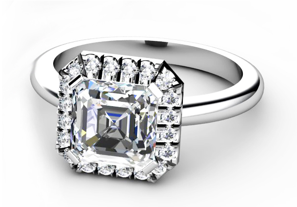 Asscher cut diamond ring, engagement ring