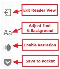 barra laterale opzioni reader firefox