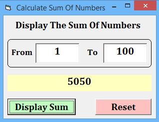 How-to-find-sum-of-numbers-from-1-to-100-in-visual-basic-6