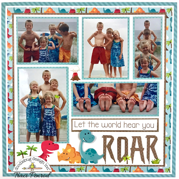 12x12 Dinosaur & Beach Scrapbook Layout