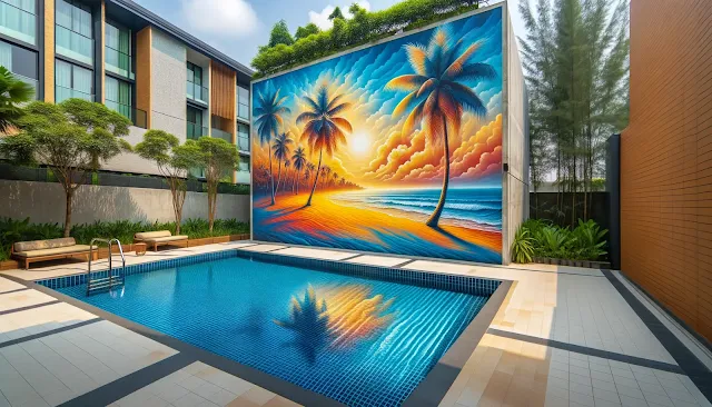 Murales pared para piscinas exterior