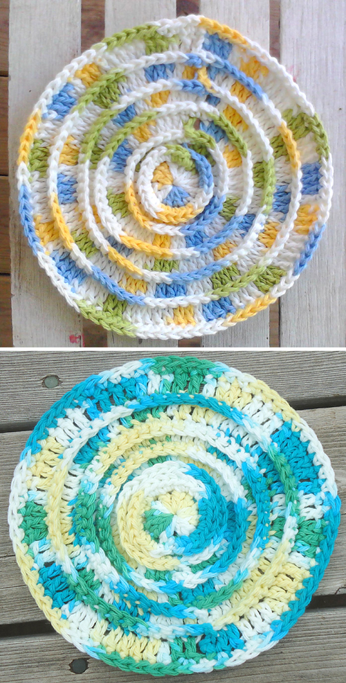 Round N Ridgy Dishcloth - Free Pattern