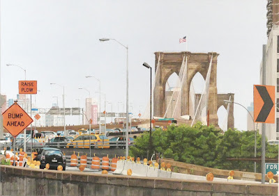 Brooklyn Bridge oil painting - Another point of view - afternoon June 2013  