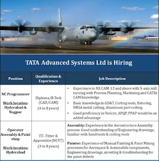 TATA Advanced Systems Ltd Aerospace & Defence Company Recruitment ITI And Diploma Holders | ITI And Diploma Campus Placement for TASL Hyderabad & Nagpur