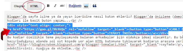 HTML buton kodu