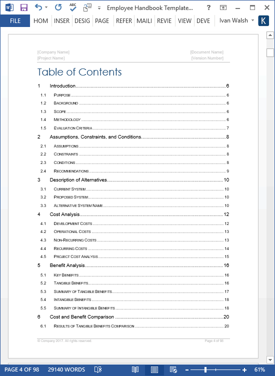 Employee Handbook Template Ms Word