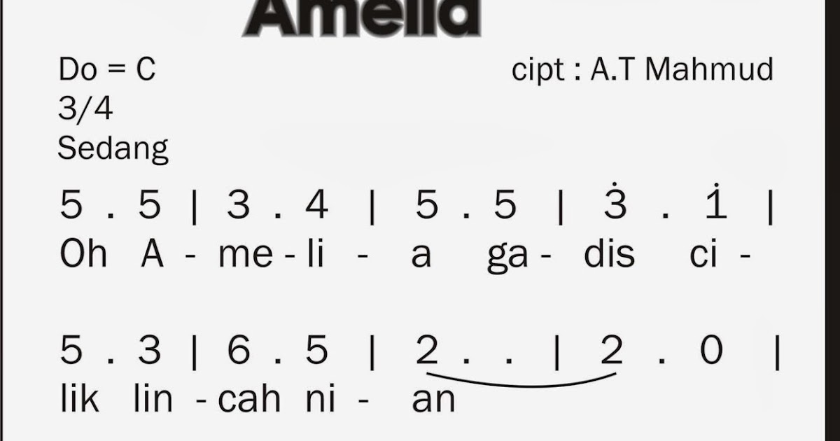 The Viro Notasi angka lagu anak anak Amelia 
