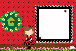 Ladybugs, Free Printable Invitations, Labels or Cards.