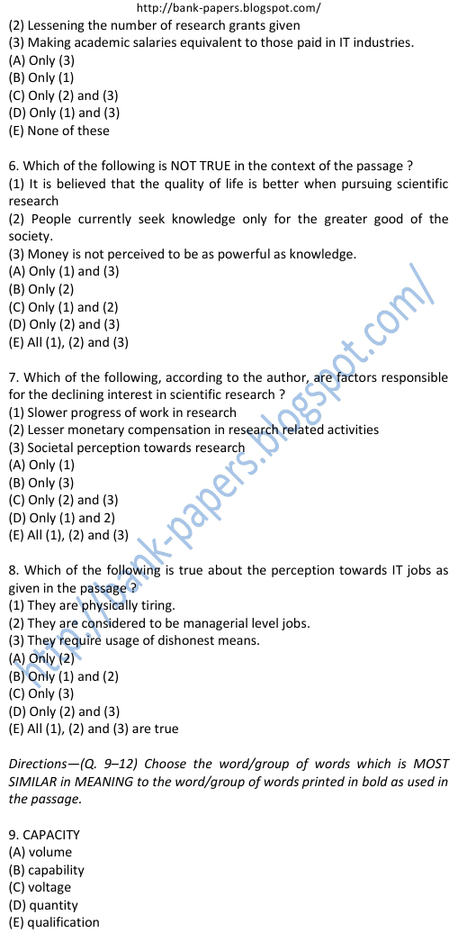 Canara Bank Sample Question Papers