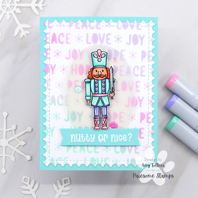 Crackin' Christmas Stamp Set, Peace Love and Joy Stencil, Candy Christmas Sequin Mix by Pawsome Stamps #pawsomestamps #handmade