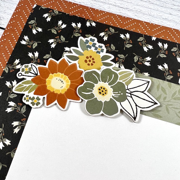 12x12 Fall Scrapbook Page Layout with flowers for autumn photos