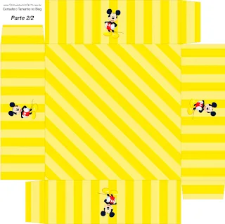 Mickey en Fondo Amarillo con Zigzags y Rojo con Lunares: Cajas para Imprimir Gratis.