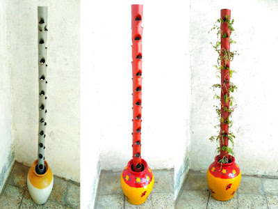 Aniket Dabhade VU3LOL made Flower Tower for garden