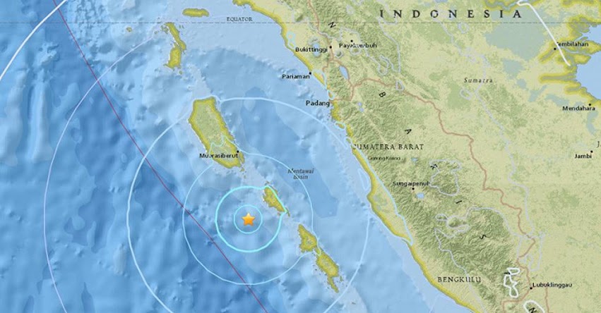 TERREMOTO EN INDONESIA de Magnitud 5.5 - Alerta de Tsunami (Hoy Domingo 5 Agosto 2018) Sismo Temblor EPICENTRO - Muara - Siberut - Sumatra - USGS