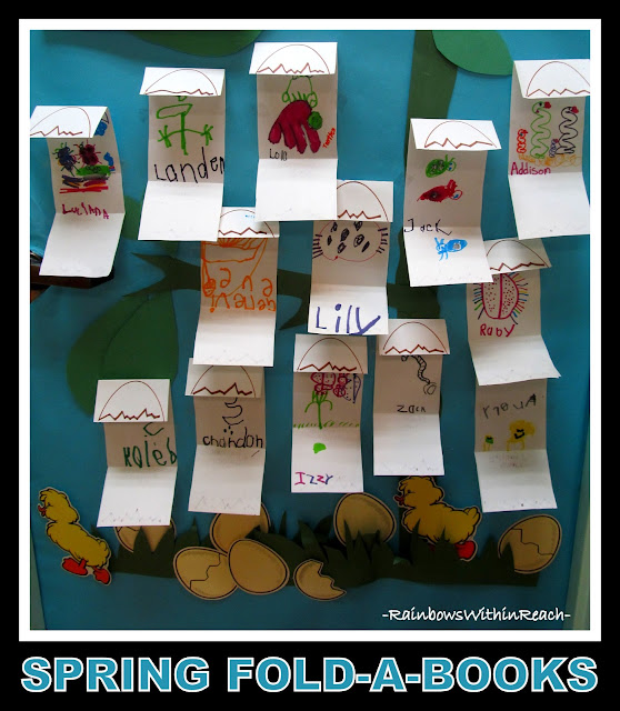 photo of: Spring 'Fold-a-Books" Displayed on the Classroom Door via RainbowsWithinReach 