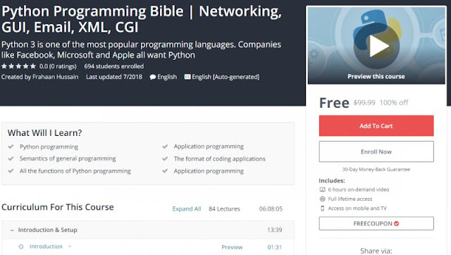 [100% Off] Python Programming Bible | Networking, GUI, Email, XML, CGI| Worth 99,99$ 