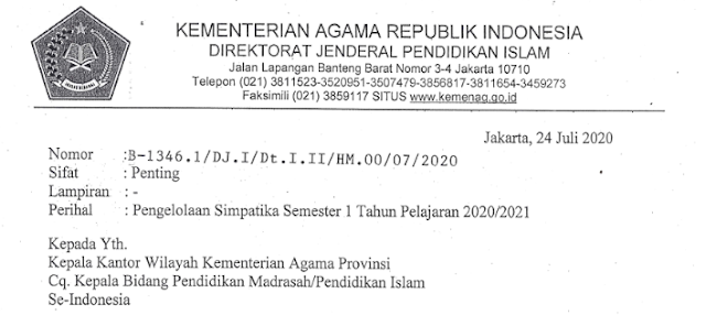 Pengelolaan Simpatika Semester I Tahun Ajaran 2020/2021