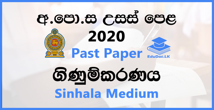 2020 A/L Accounting Past Paper | Sinhala Medium