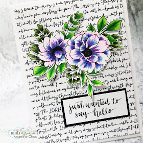 ScrappyScrappy: Unity Stamp May Release - Say Hello #scrappyscrappy #unitystampco #cardmaking #papercraft #handmadecard #stamping #rubberstamp #sayhello #afaithfulletter #scriptybackground #backgroundstamp #oneofthosepeople #floralstamp #floralart #copiccoloring 