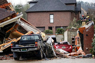 Farther west, vast regions of Shelby County close to Birmingham have been badly damaged. In the town of Pelham- Pic/AP