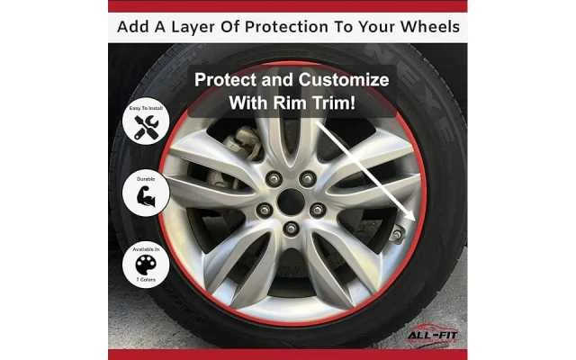 All-Fit Rim Trim Wheel Protection Strips for Curb Rash and Wheel Scratch Prevention – Made in The USA – Universal Fit