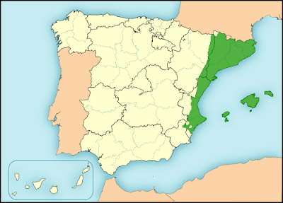 Catalan language in Spain map