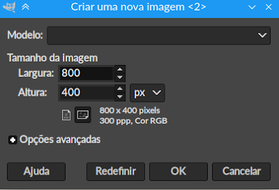 Criando imagem gimp 800 x 600