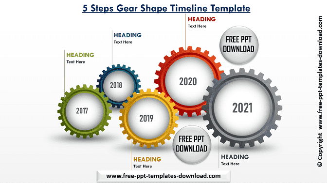 5 Steps Gear Shape Timeline template Template Download