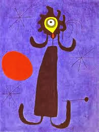 Imagen Mujer enfrente del sol de Miró. Entrada explicando las composiciones equilibradas, armónicas utilizando los tres colores primarios. Ejemplos de obras de Vermeer, Picasso, Miró y Mondrian. Ensayo escrito por Juan Sánchez Sotelo para la Academia de dibujo y pintura Artistas6 de Madrid. Clases y cursos para aprender a dibujar y pintar